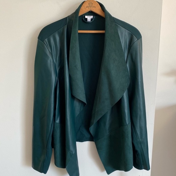 Dressbarn drapey green faux leather jacket size XL - Picture 4 of 6